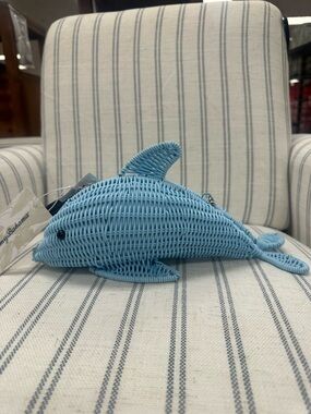 Tommy Bahama Light Blue Wicker Dolphin Clutch